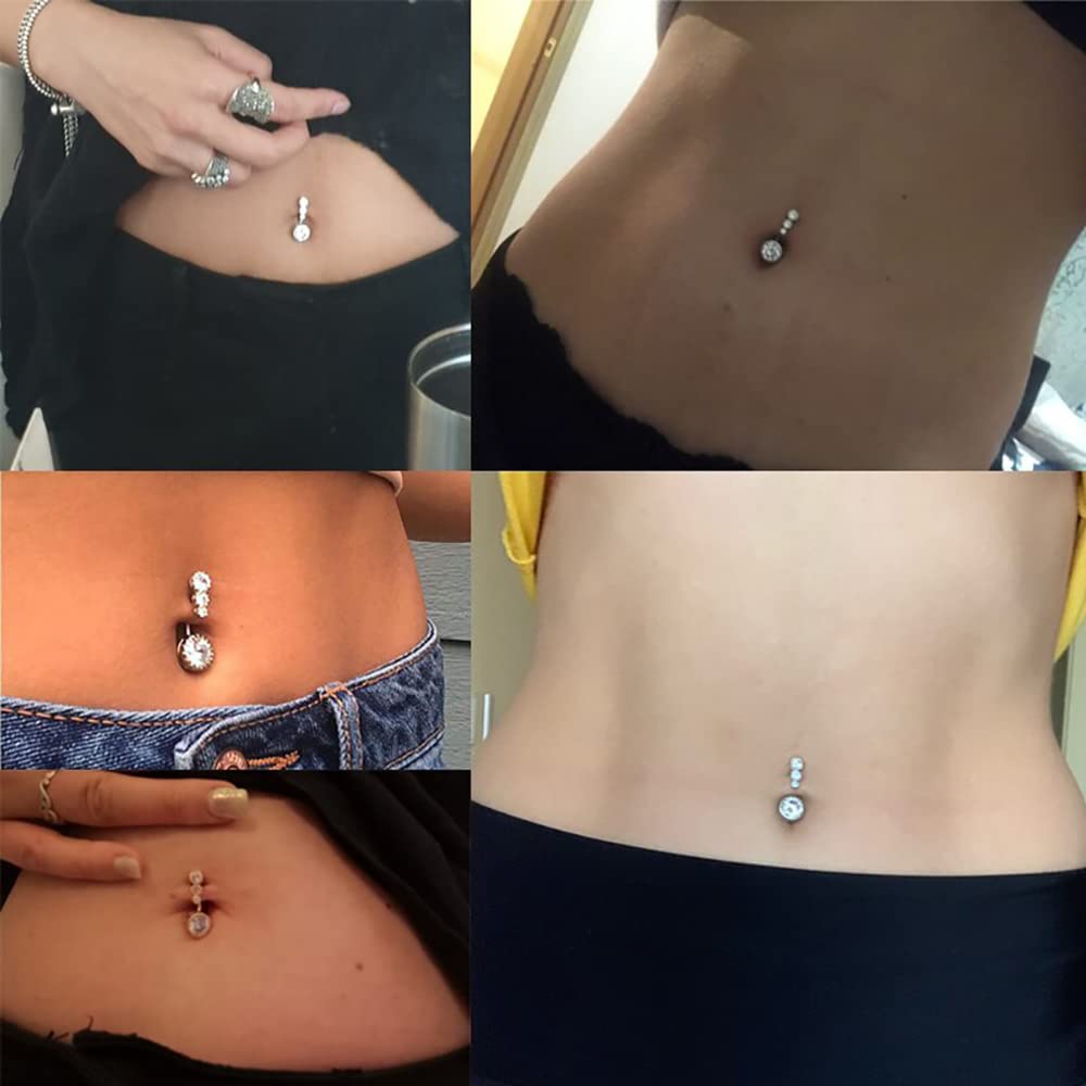 SANNIDHI 316L Stainless Steel Belly Button Rings Navel Rings for Women Girls Navel Rings Paved With CZ Body Piercing Fancy Belly Piercing Jewelry SANNIDHI 316L Stainless Steel Belly Button Rings Navel Rings for Women Girls Navel Rings Paved With CZ Body Piercing Fancy Belly Piercing Jewelry